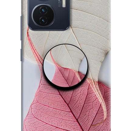 White Pink Leaf Vivo T1 44W Pop Case by Casekaro