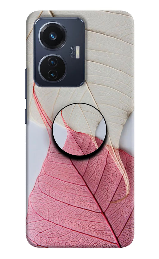 White Pink Leaf Vivo T1 44W Pop Case by Casekaro