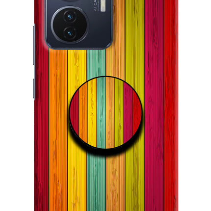 Multicolor Wooden Vivo T1 44W Pop Case by Casekaro