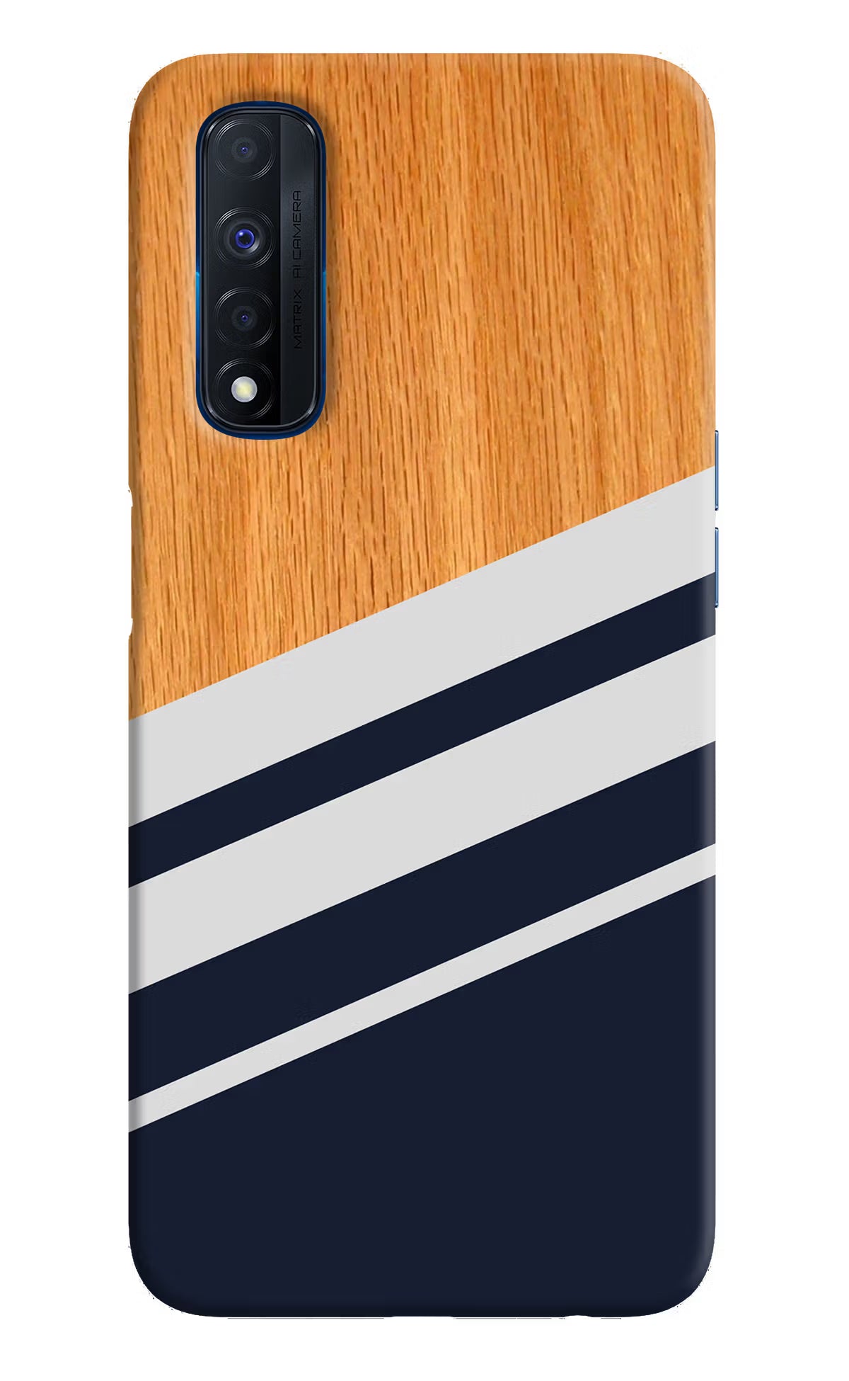 Blue and white wooden Realme Narzo 30 4G Back Cover