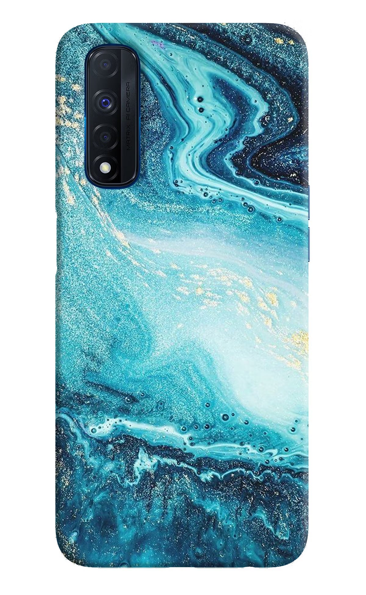 Blue Glitter Marble Realme Narzo 30 4G Back Cover