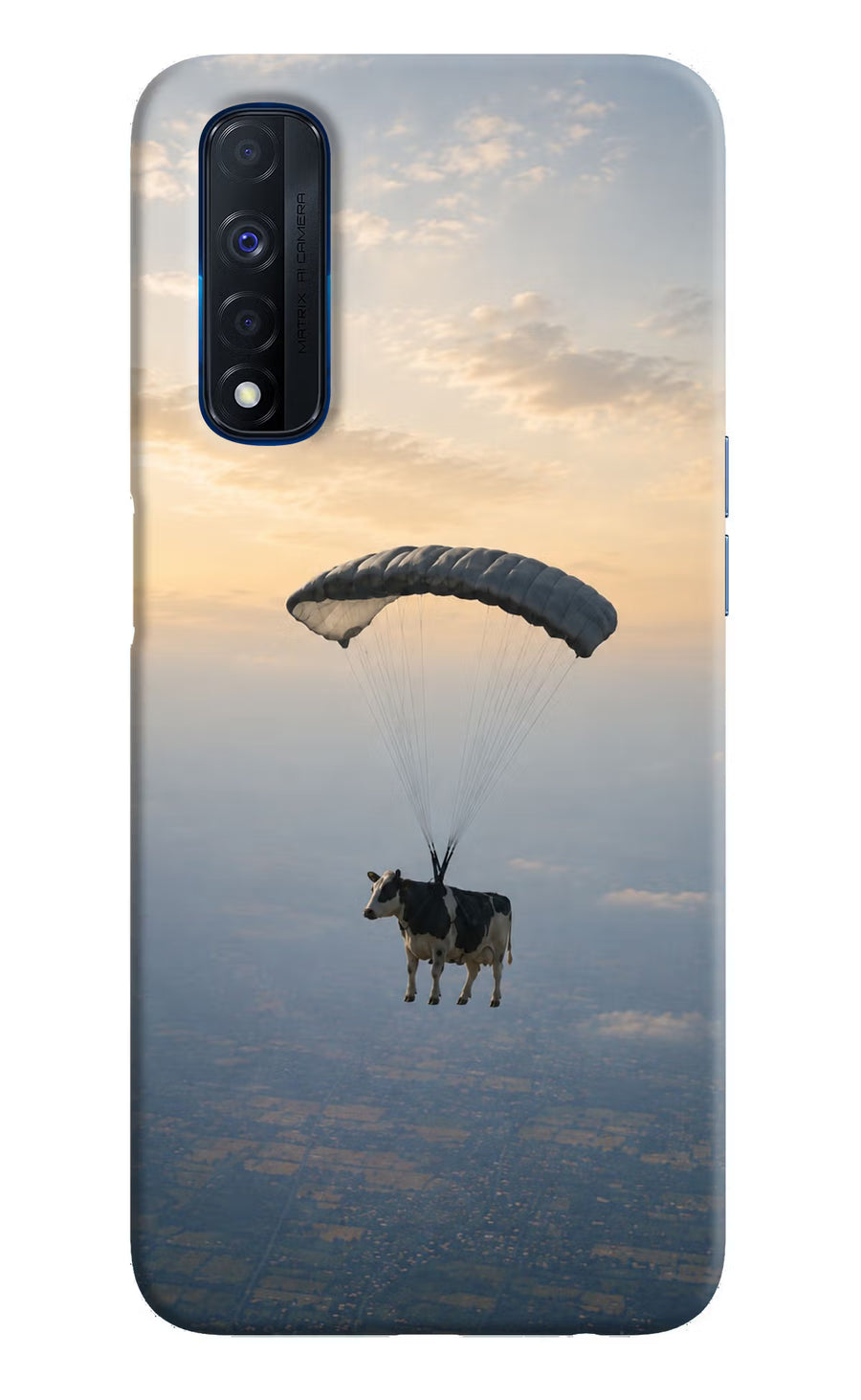 Skydiving Cow Realme Narzo 30 4G Back Cover, Hard case