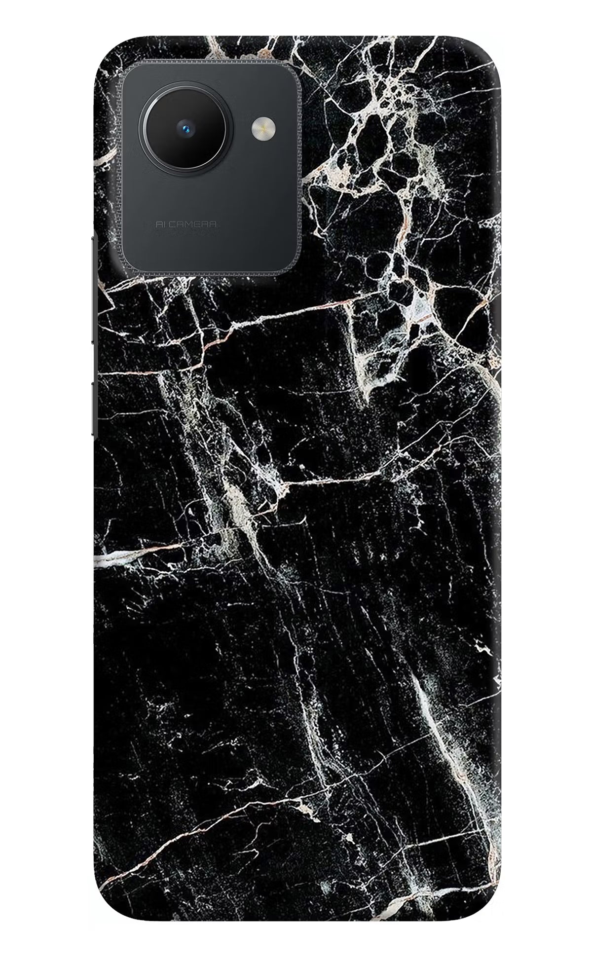 Black Marble Texture Realme C30 Hard Case Back Cover by Casekaro
