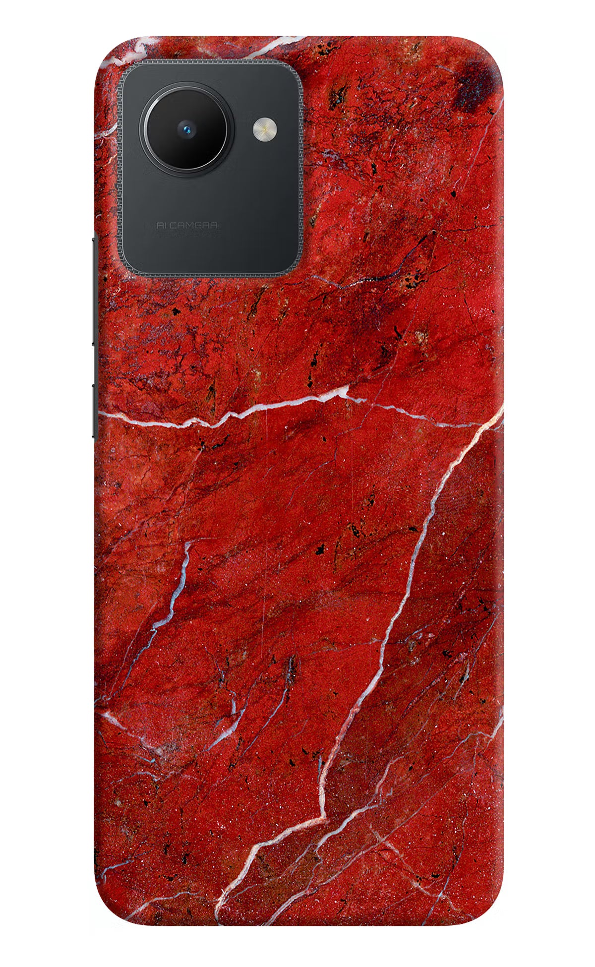 Red Marble Design Realme C30 Hard Case Back Cover by Casekaro