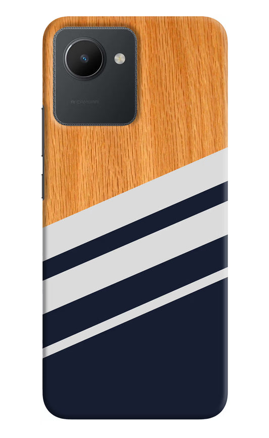 Blue and white wooden Realme C30 Hard Case Back Cover by Casekaro