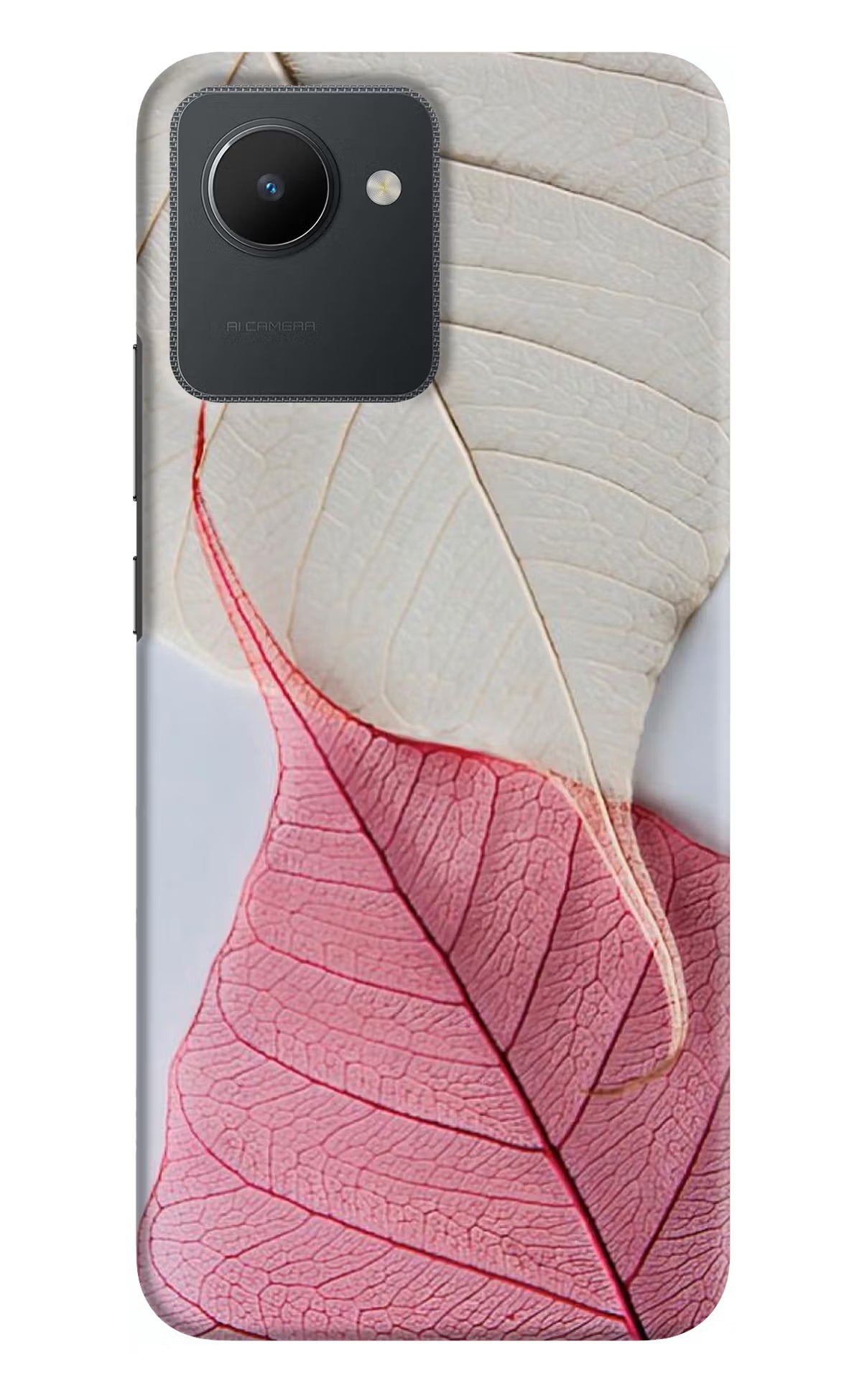White Pink Leaf Realme C30 Hard Case Back Cover by Casekaro