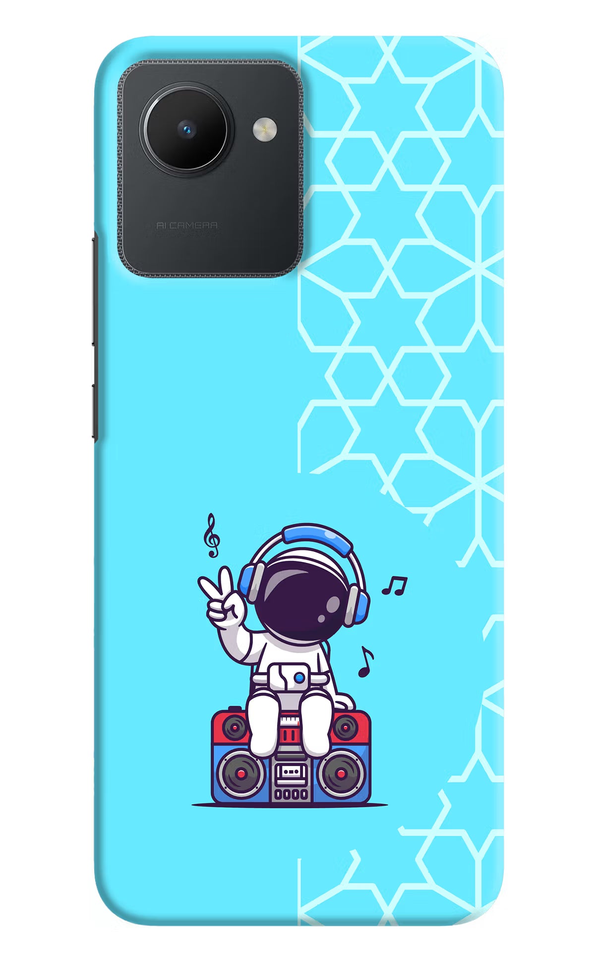 Cute Astronaut Chilling Realme C30 Hard Case Back Cover by Casekaro
