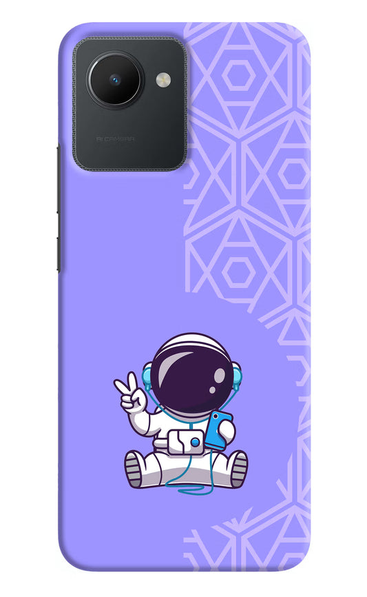 Cute Astronaut Chilling Realme C30 Hard Case Back Cover by Casekaro