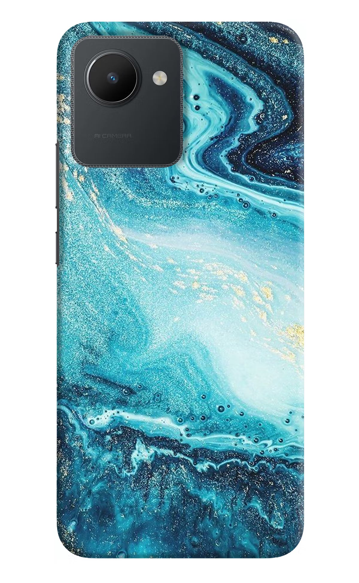 Blue Glitter Marble Realme C30 Hard Case Back Cover by Casekaro
