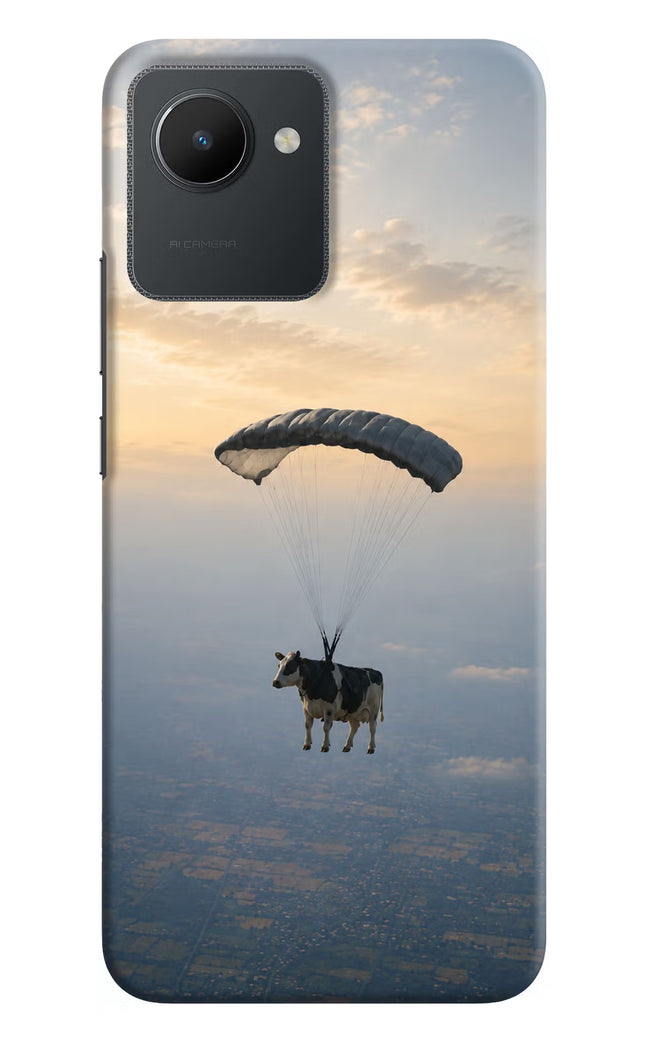 Skydiving Cow Realme C30 Hard Case Back Cover by Casekaro