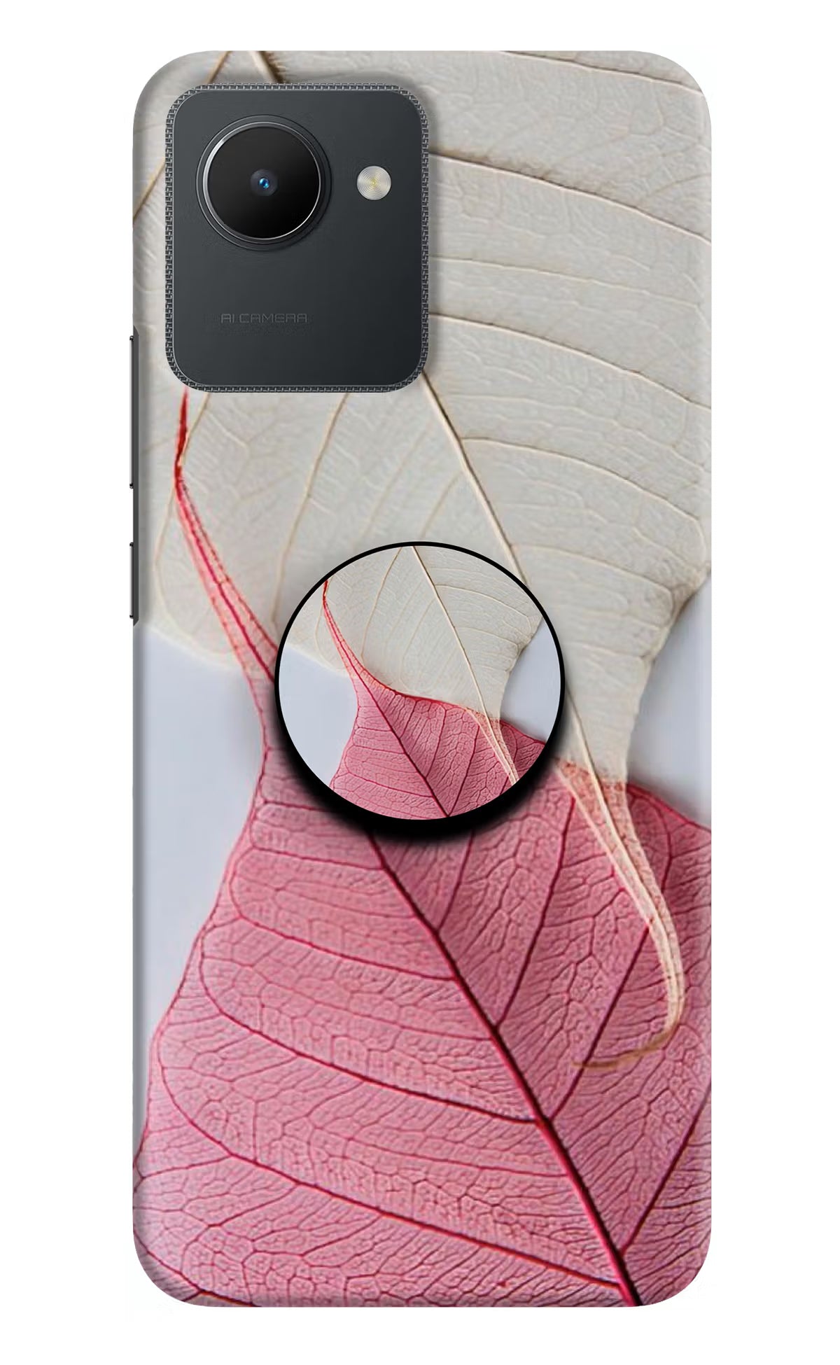 White Pink Leaf Realme C30 Pop Case by Casekaro