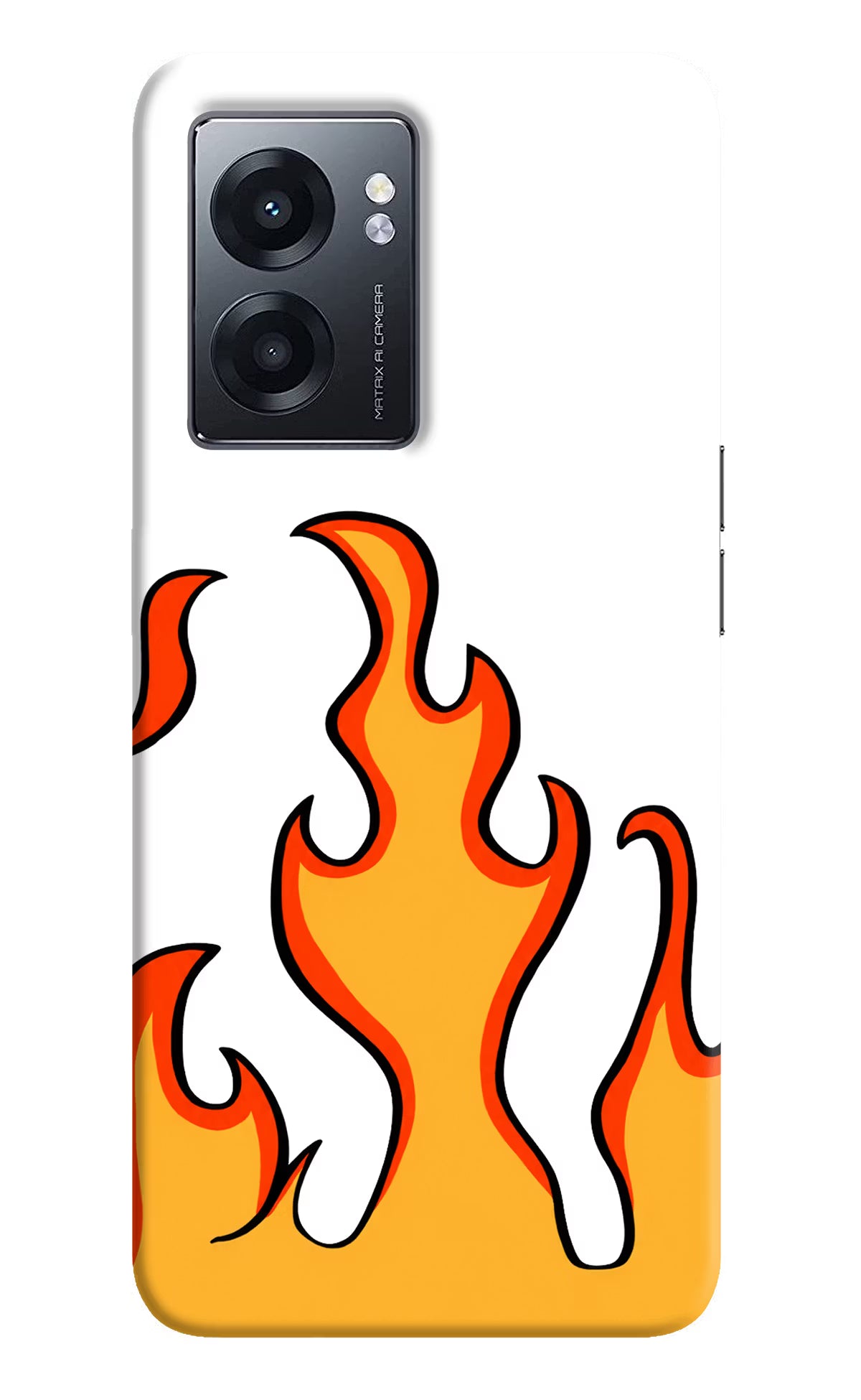Fired Up – White Realme Narzo 50 5G Hard Case Back Cover by Casekaro