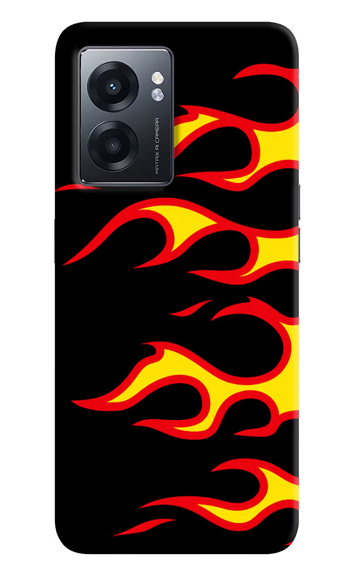 Side Sweep Flames Realme Narzo 50 5G Hard Case Back Cover by Casekaro