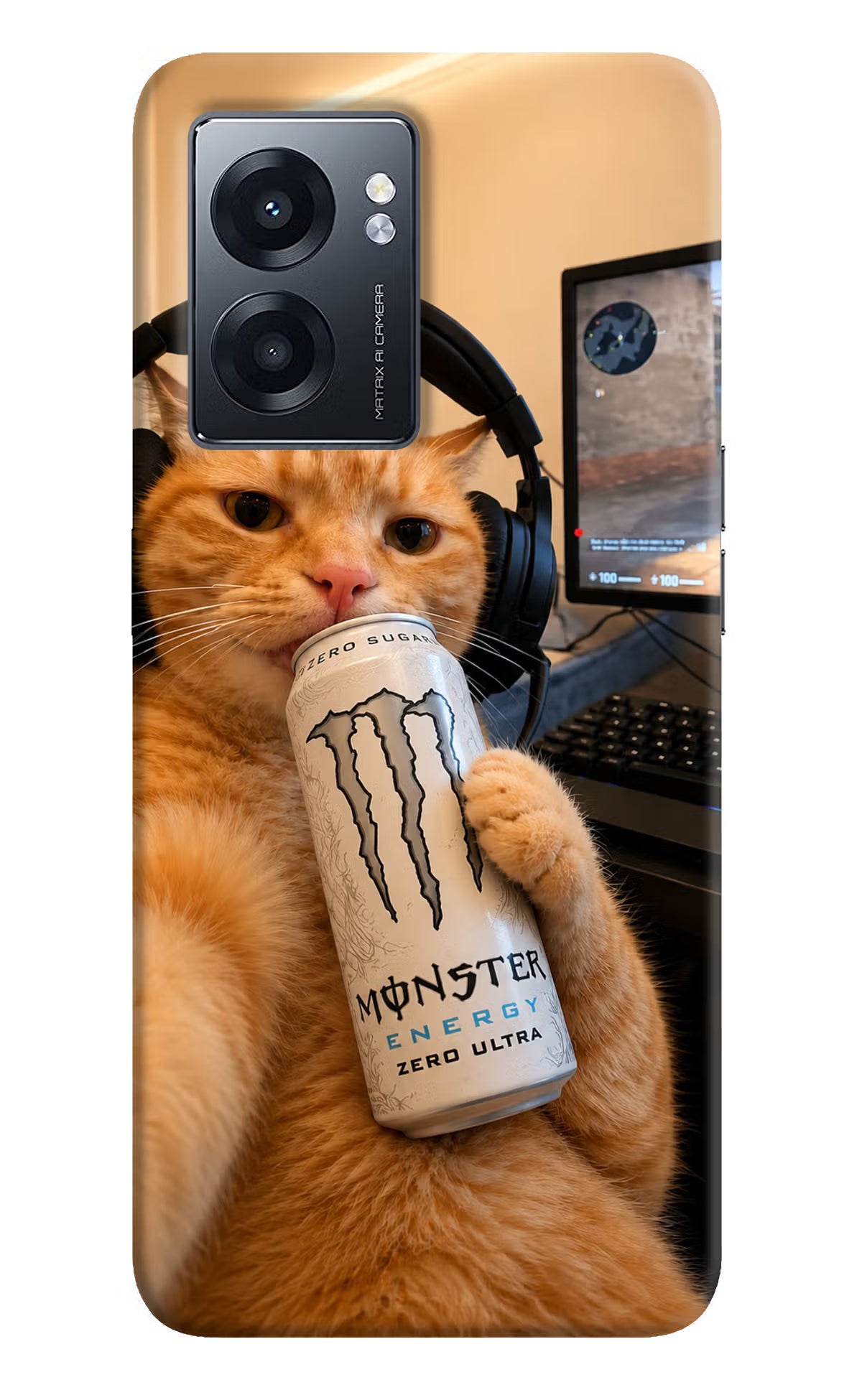 Gamer Cat Energy Realme Narzo 50 5G Back Cover