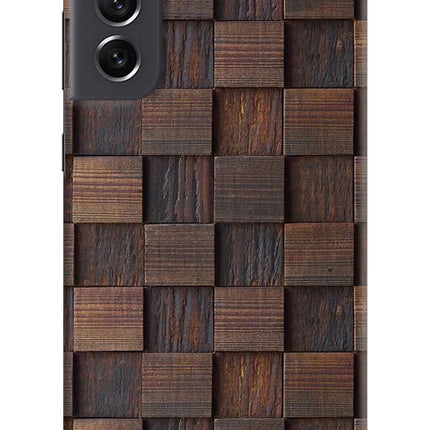 Wooden Cube Design Samsung S21 FE 5G Hard Case Back Cover by Casekaro