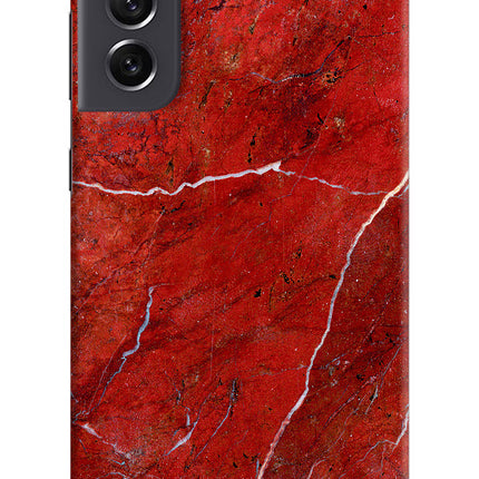 Red Marble Design Samsung S21 FE 5G Hard Case Back Cover by Casekaro