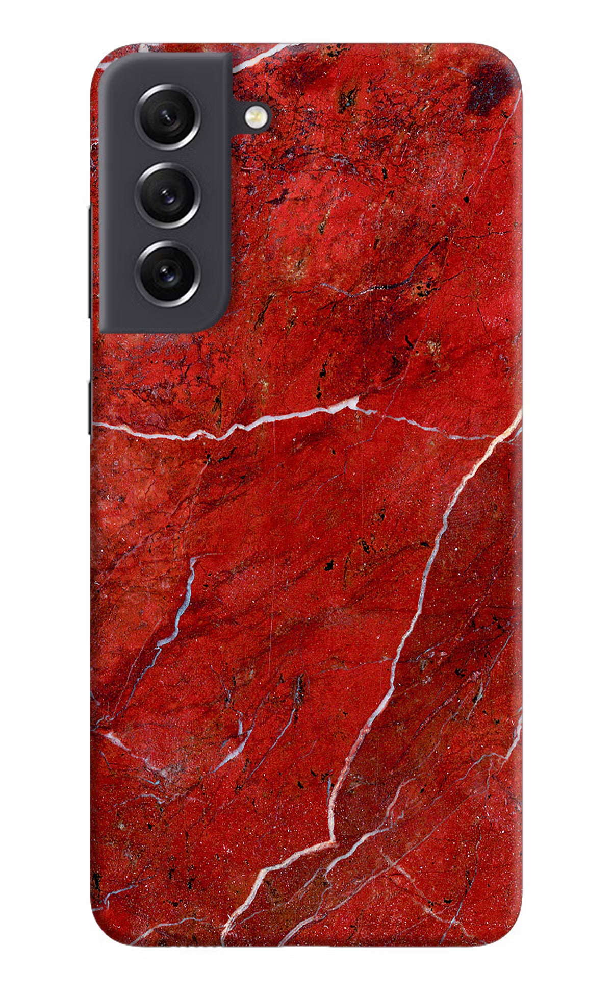 Red Marble Design Samsung S21 FE 5G Hard Case Back Cover by Casekaro