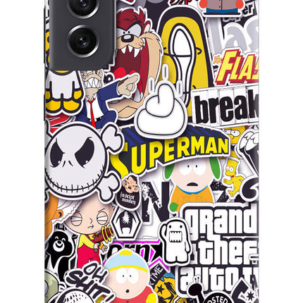 Sticker Bomb Samsung S21 FE 5G Hard Case Back Cover by Casekaro