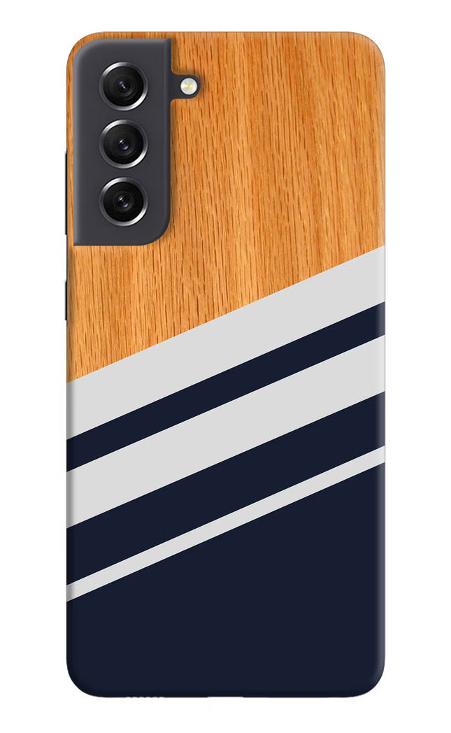 Blue and white wooden Samsung S21 FE 5G Hard Case Back Cover by Casekaro