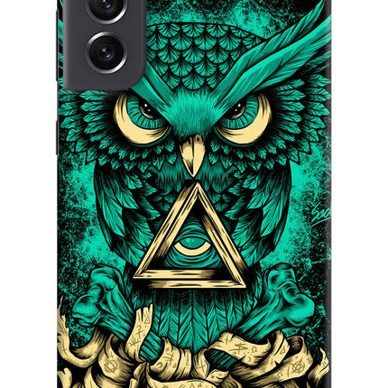 Green Owl Samsung S21 FE 5G Hard Case Back Cover by Casekaro