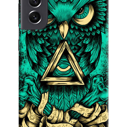 Green Owl Samsung S21 FE 5G Hard Case Back Cover by Casekaro