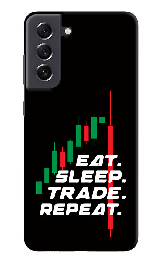 Eat Sleep Trade Repeat Samsung S21 FE 5G Hard Case Back Cover by Casekaro