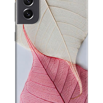 White Pink Leaf Samsung S21 FE 5G Hard Case Back Cover by Casekaro