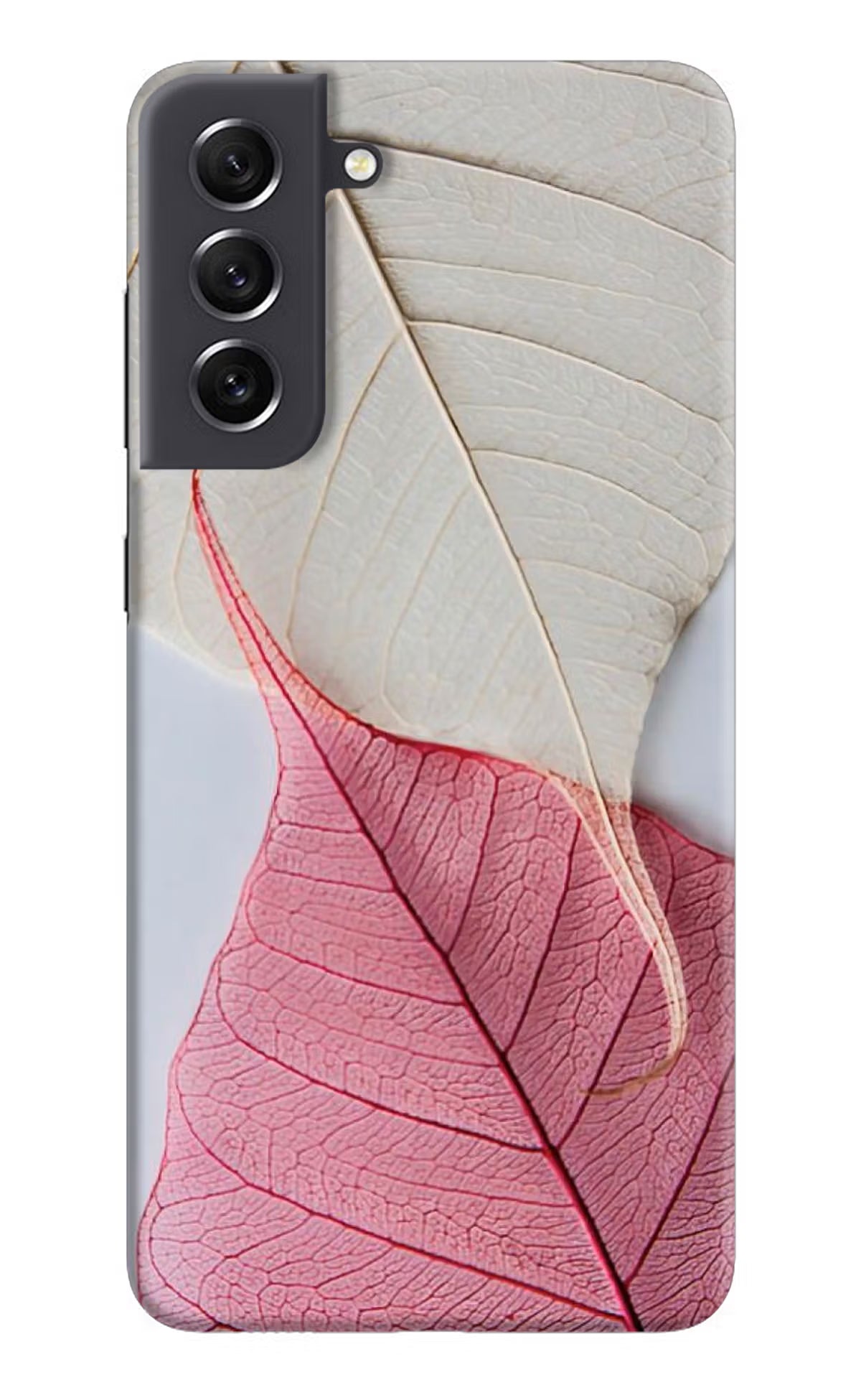 White Pink Leaf Samsung S21 FE 5G Hard Case Back Cover by Casekaro