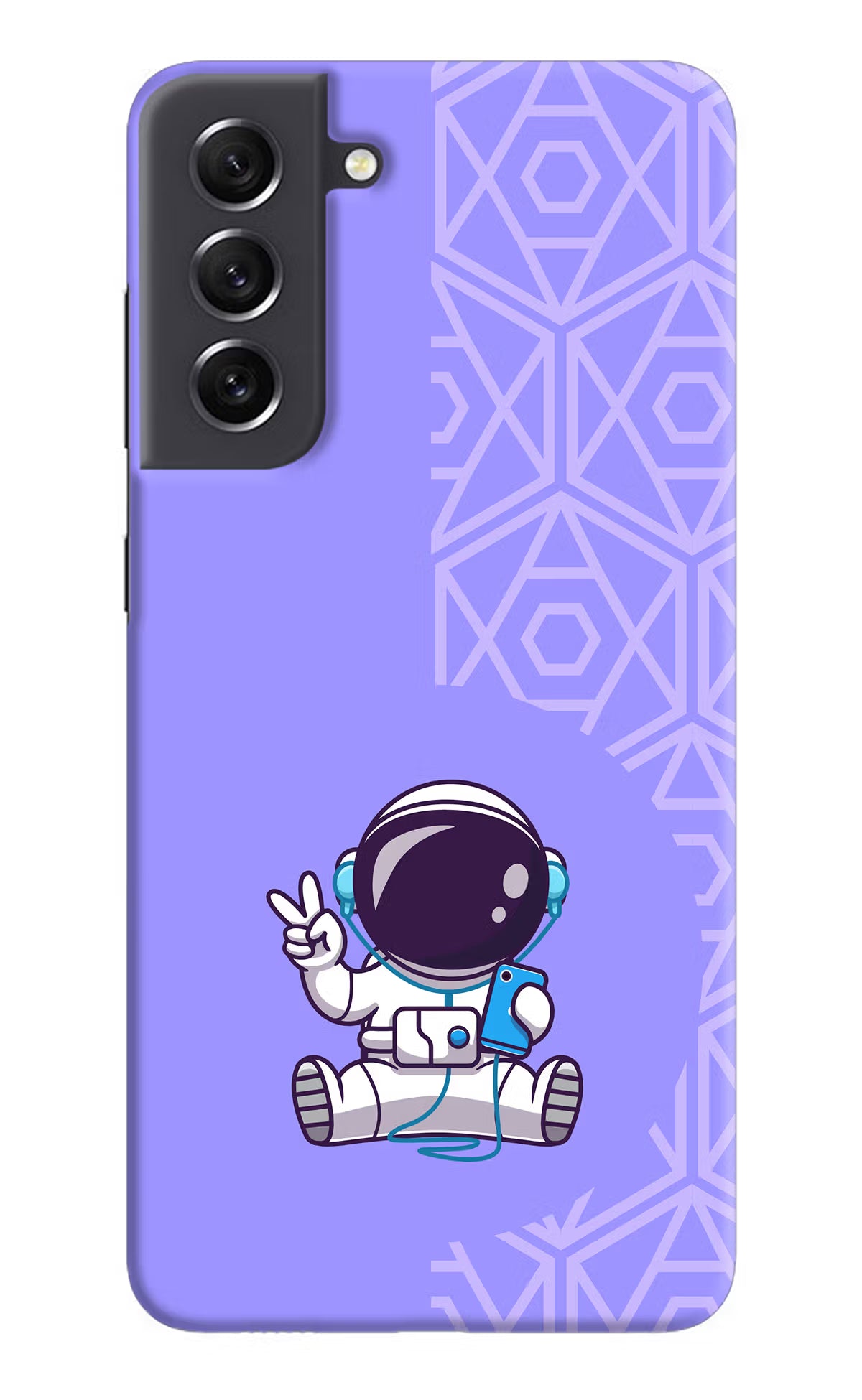 Cute Astronaut Chilling Samsung S21 FE 5G Hard Case Back Cover by Casekaro