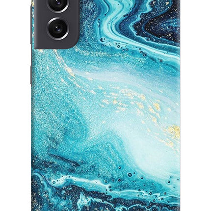 Blue Glitter Marble Samsung S21 FE 5G Hard Case Back Cover by Casekaro