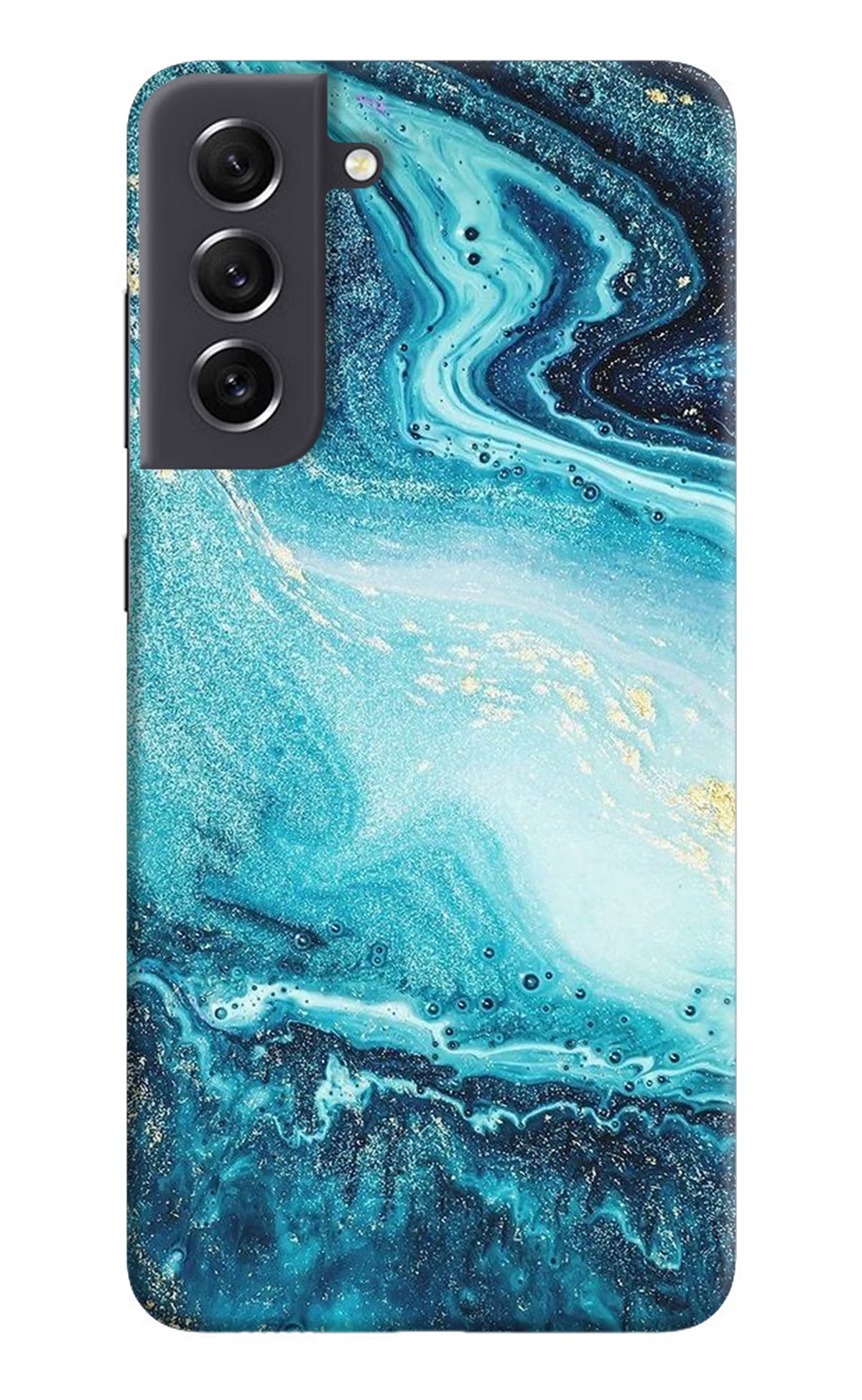 Blue Glitter Marble Samsung S21 FE 5G Hard Case Back Cover by Casekaro