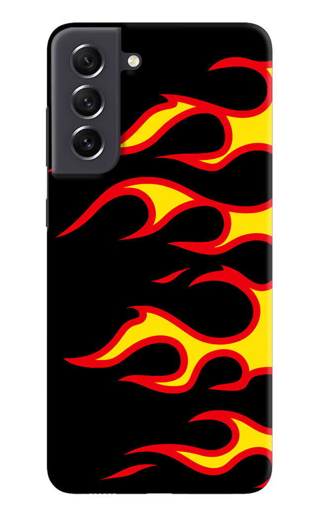 Side Sweep Flames Samsung S21 FE 5G Hard Case Back Cover by Casekaro