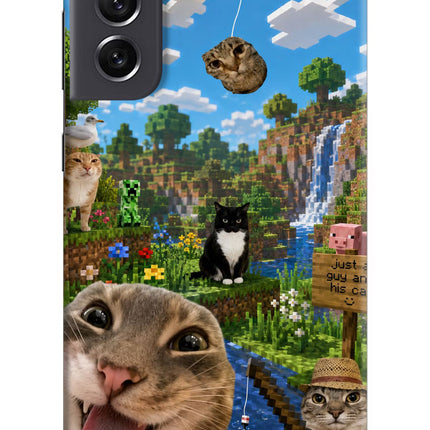 Minecraft Cat Chaos Samsung S21 FE 5G Hard Case Back Cover by Casekaro