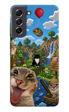 Minecraft Cat Chaos Samsung S21 FE 5G Hard Case Back Cover by Casekaro