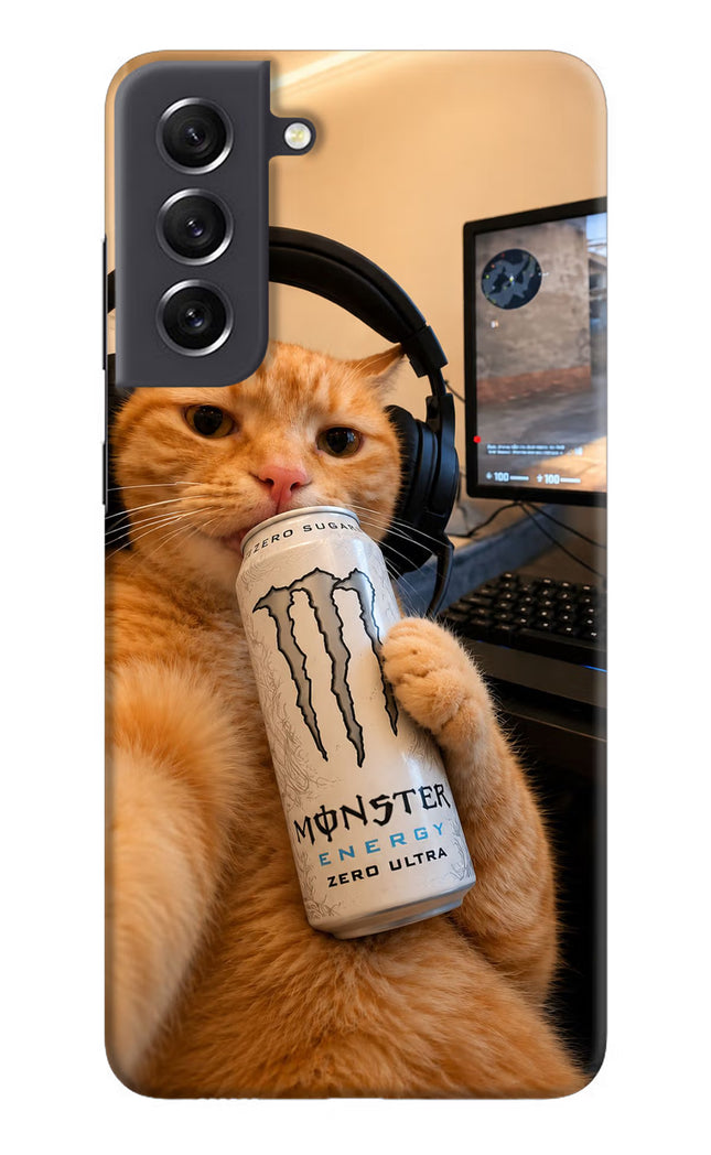 Gamer Cat Energy Samsung S21 FE 5G Hard Case Back Cover by Casekaro