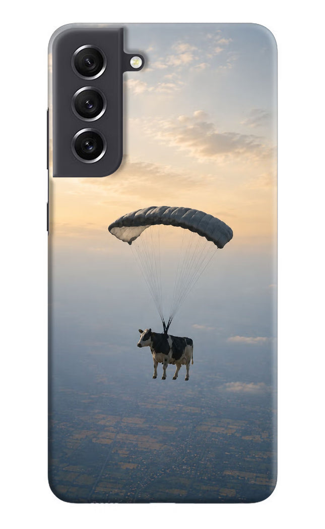 Skydiving Cow Samsung S21 FE 5G Hard Case Back Cover by Casekaro