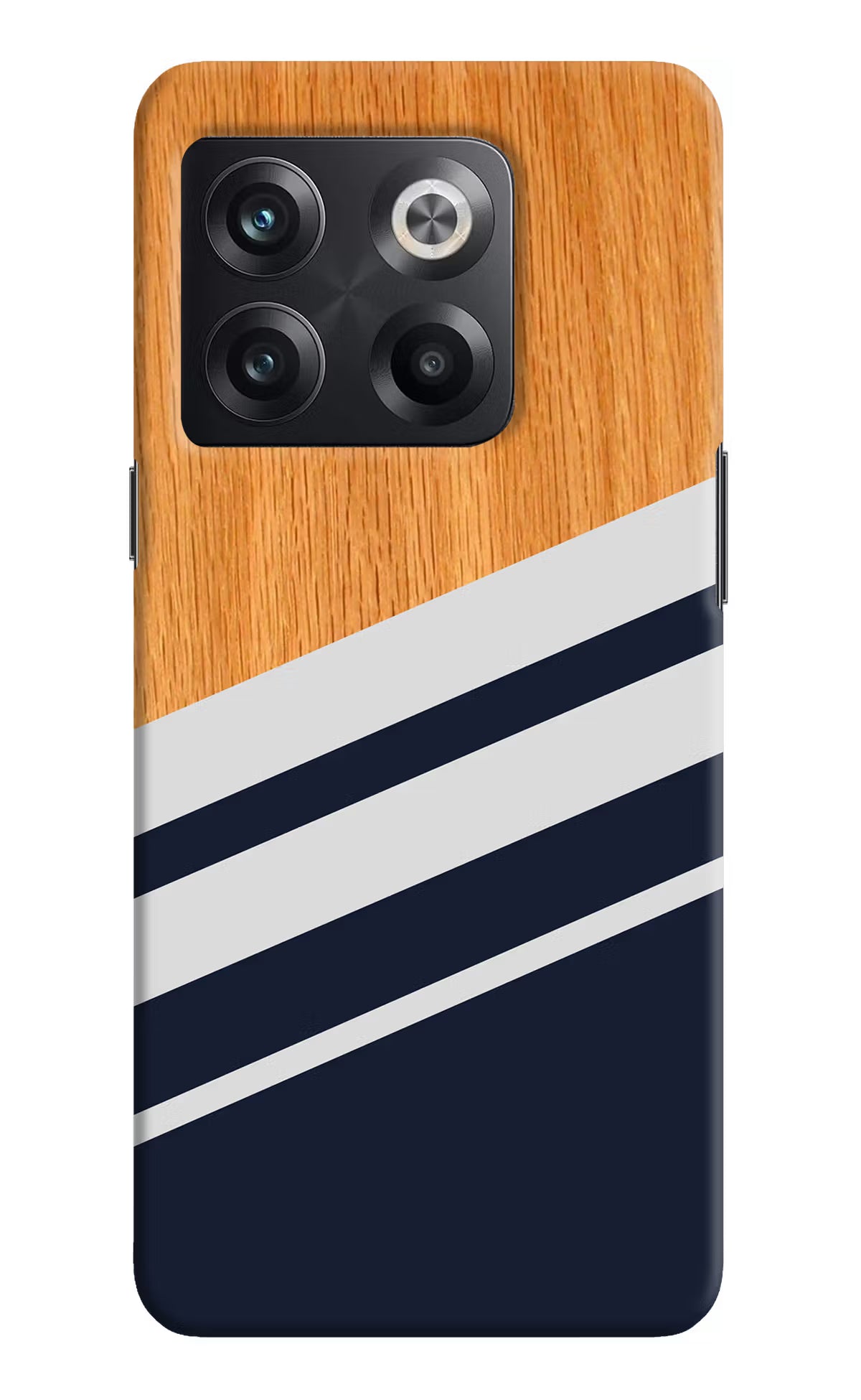 Blue and white wooden OnePlus 10T 5G Hard Case Back Cover by Casekaro