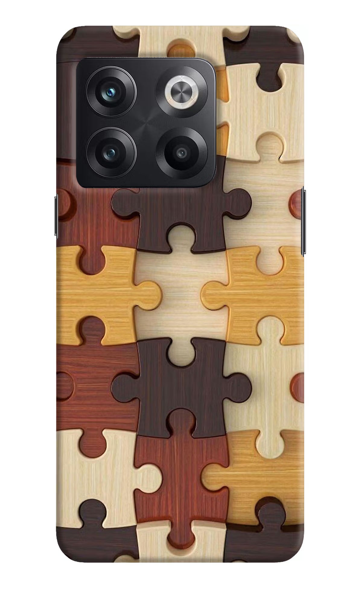 Wooden Puzzle OnePlus 10T 5G Hard Case Back Cover by Casekaro