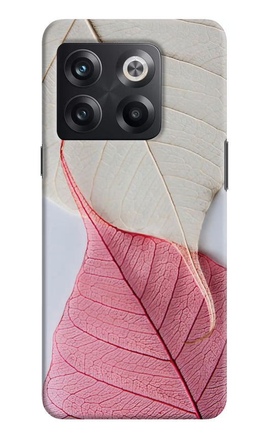 White Pink Leaf OnePlus 10T 5G Hard Case Back Cover by Casekaro