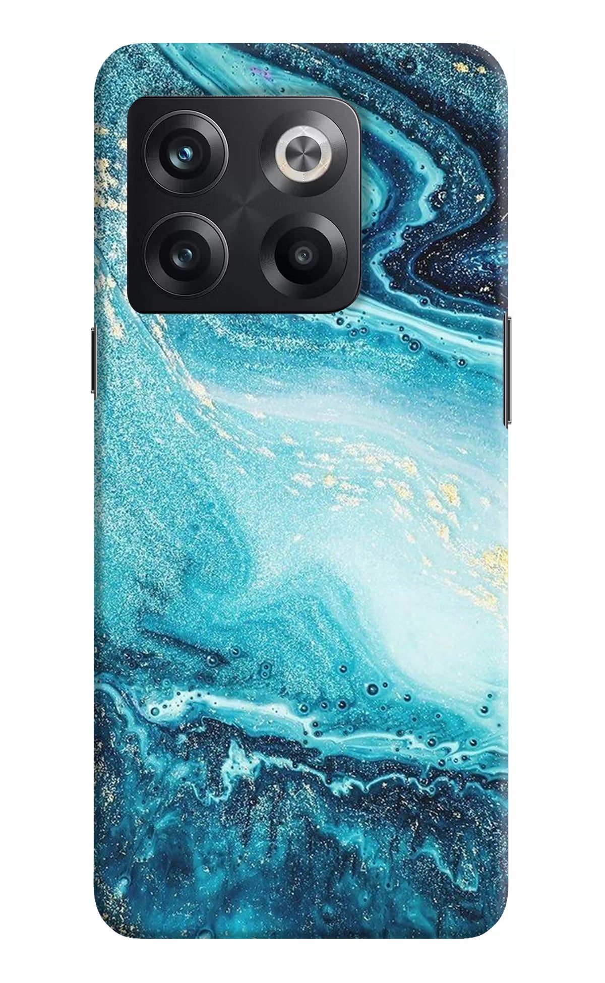 Blue Glitter Marble OnePlus 10T 5G Hard Case Back Cover by Casekaro