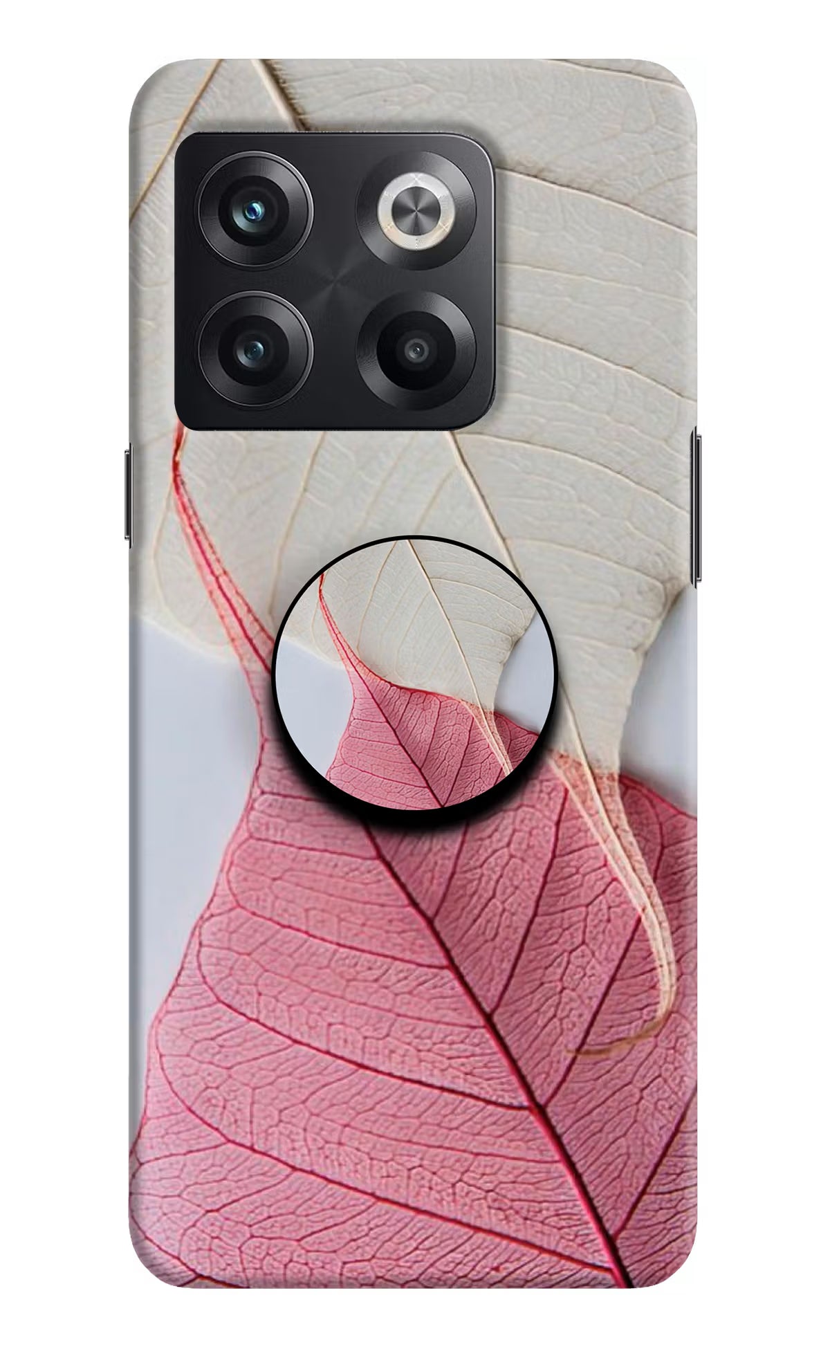 White Pink Leaf OnePlus 10T 5G Pop Case by Casekaro