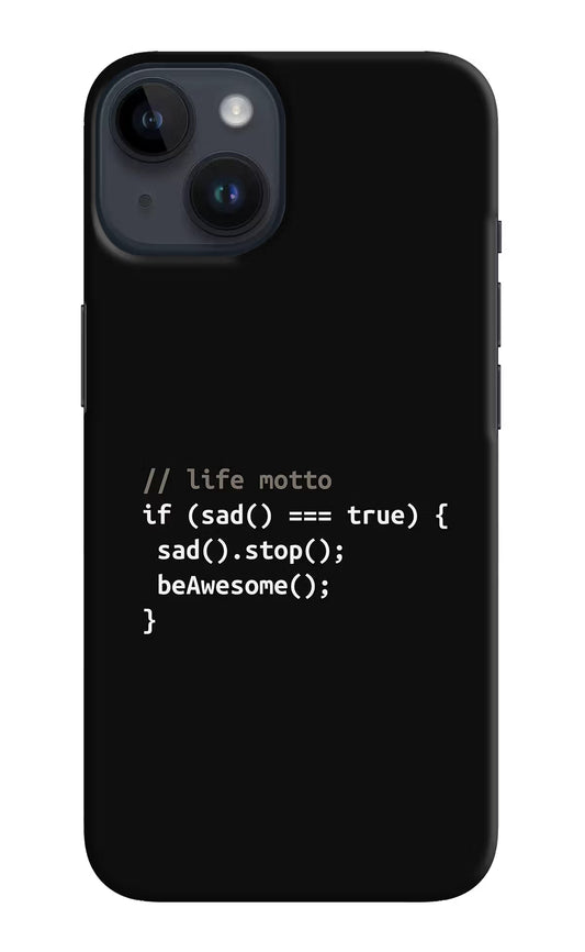 Life Motto Code iPhone 14 Hard Case Back Cover by Casekaro