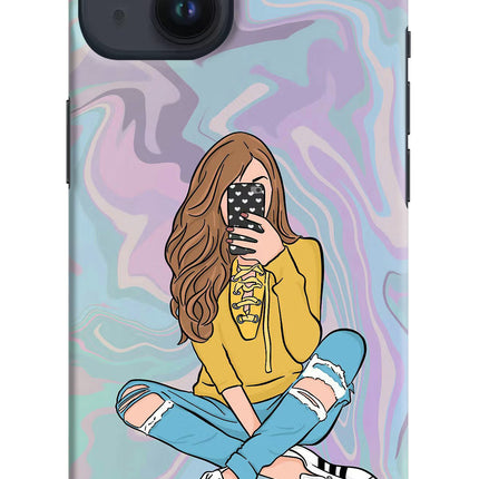 Selfie Girl iPhone 14 Hard Case Back Cover by Casekaro