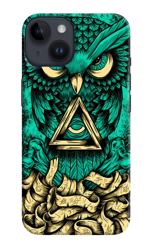 Green Owl iPhone 14 Hard Case Back Cover by Casekaro