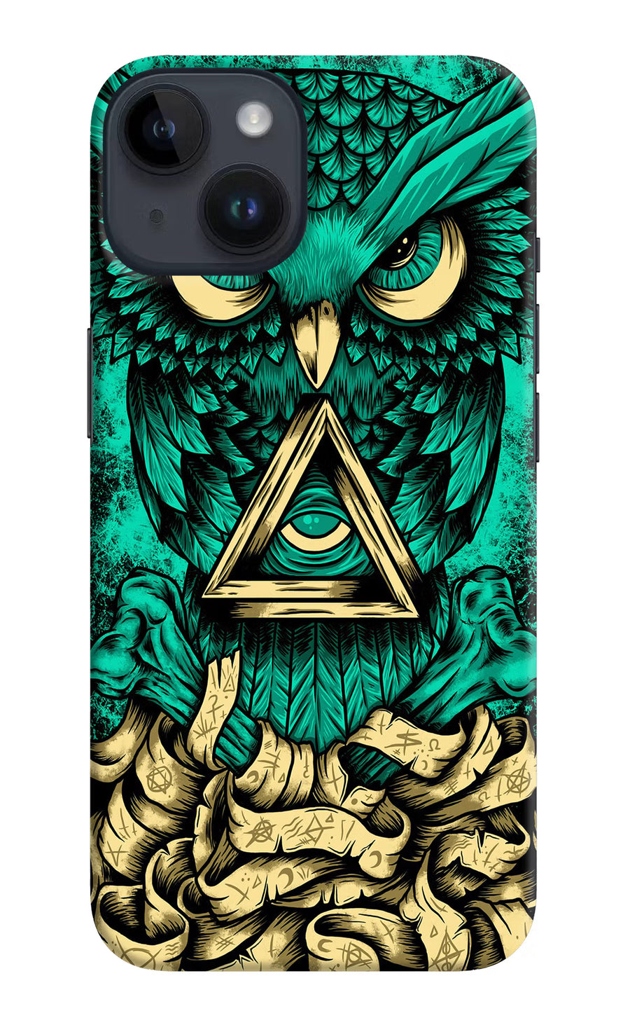 Green Owl iPhone 14 Back Cover, Hard case