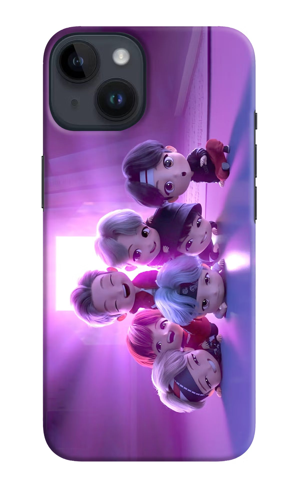 BTS Chibi iPhone 14 Hard Case Back Cover by Casekaro