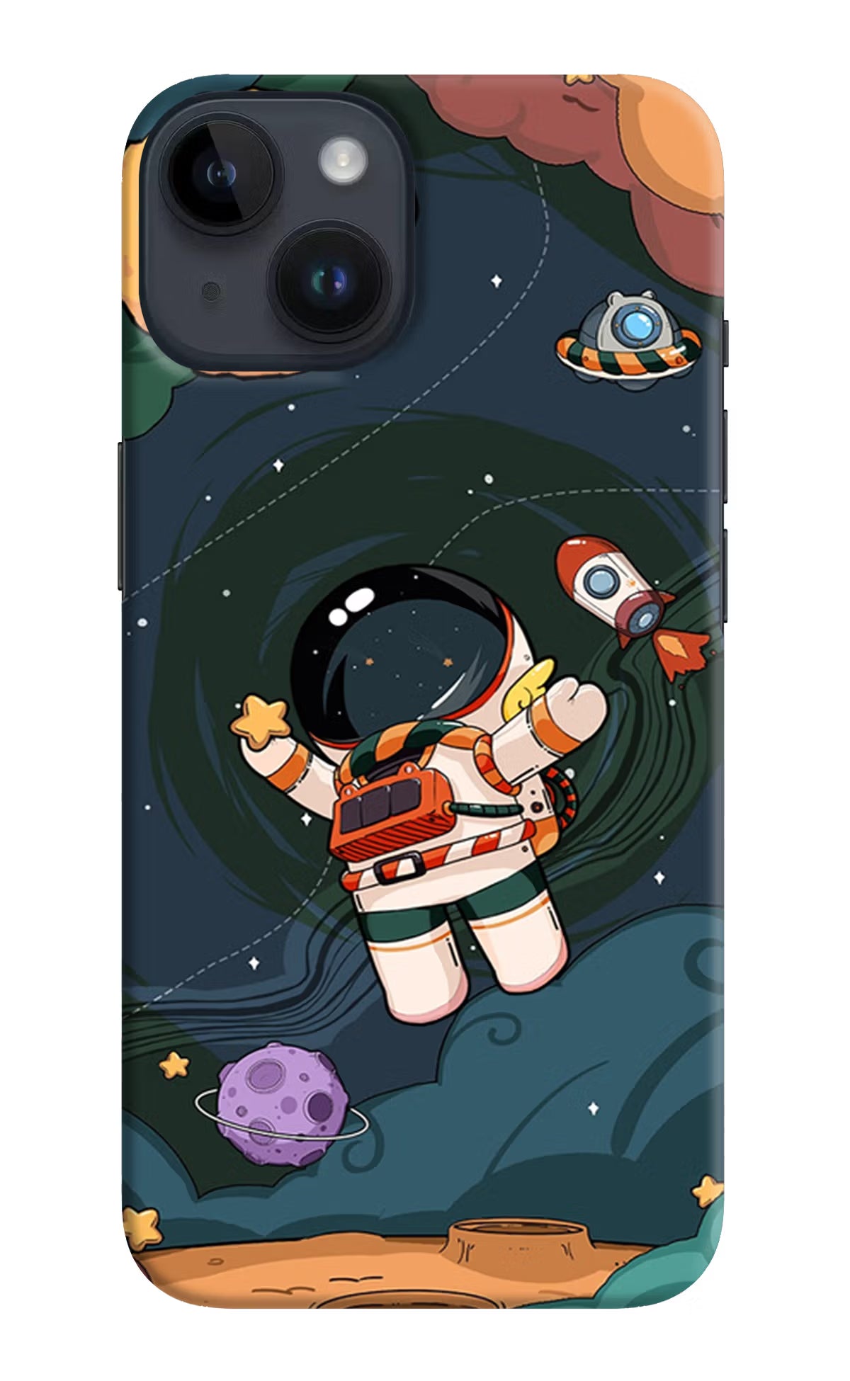 Cartoon Astronaut iPhone 14 Hard Case Back Cover by Casekaro