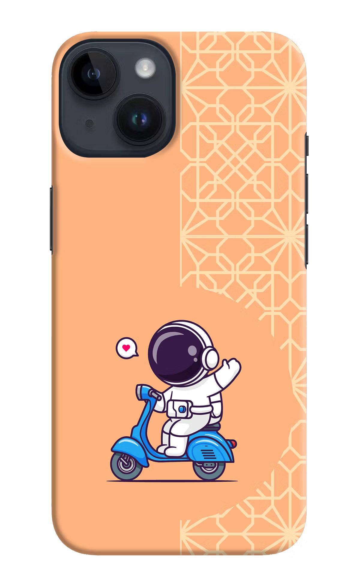 Cute Astronaut Riding iPhone 14 Hard Case Back Cover by Casekaro
