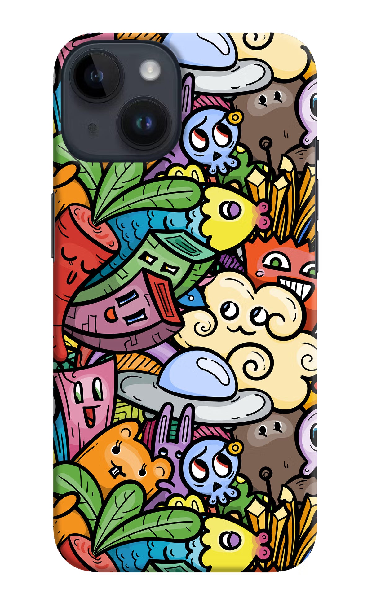 Veggie Doodle iPhone 14 Hard Case Back Cover by Casekaro