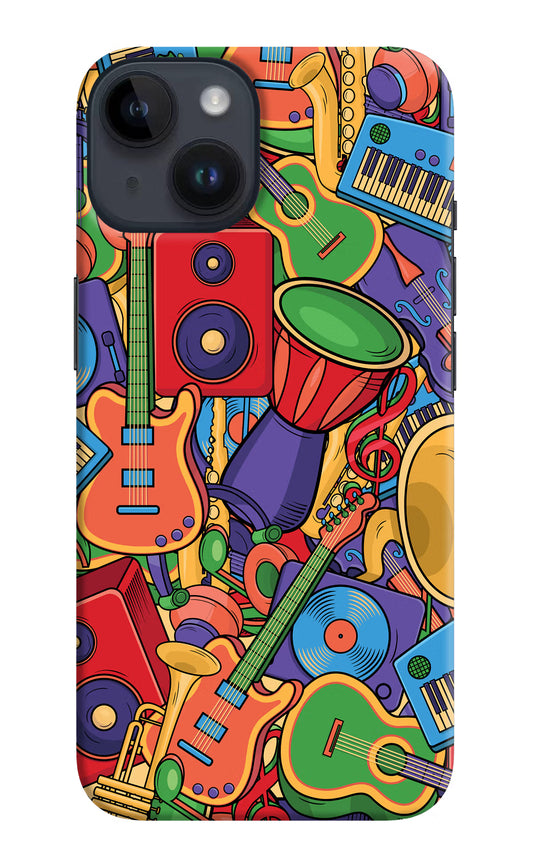 Music Instrument Doodle iPhone 14 Hard Case Back Cover by Casekaro